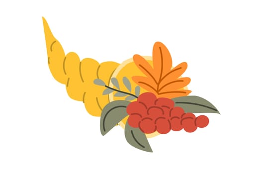 Autumn fall thanksgiving elements set with harvest icons. Collection of fall leaves, farm stickers, animal characters and turkey, cornucopia. Hand drawn autumn characters and harvest, food vectors.