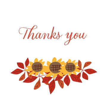 Autumn fall thanksgiving day banner or greeting card with leaves. Celebration design for harvest festival, thanks with food and flower autumn border. Fall thanksgiving day background.