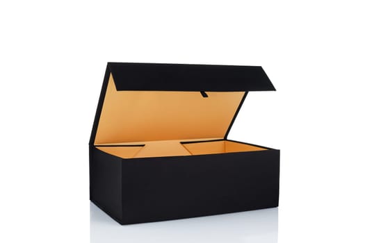 open black blank mock-up box isolated on white background