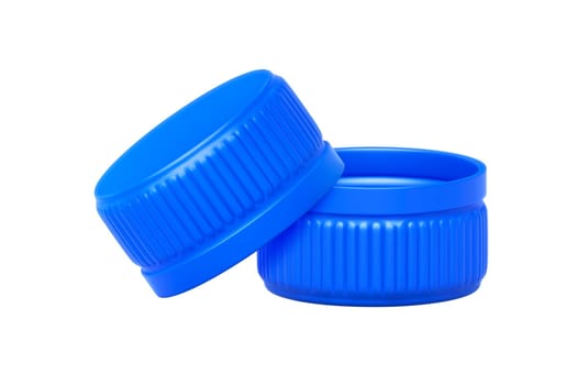 Blue plastic bottle caps, transparent background