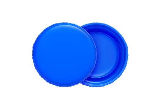 Blue plastic bottle caps, transparent background