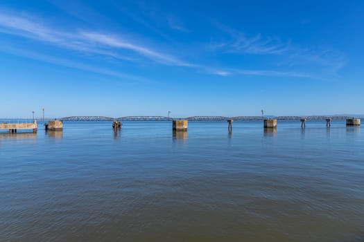 Pier by the Tagus river near Belem, Lisbon, Portugal
