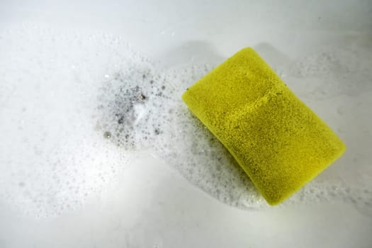 Detail of tools for scrubbing and cleaning dishes