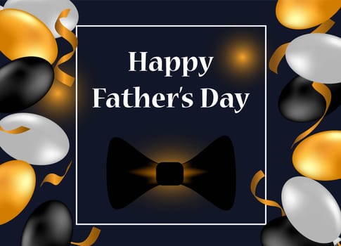 Greeting card with colorful balloons and Happy Father's Day greetings. Vector image.