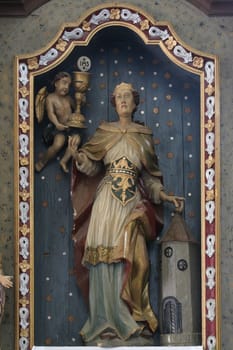 Saint Barbara the martyr, statue on the altar of Saint Barbara in the parish church of Saint George in Durdic, Croatia