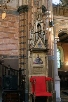 Bishop's throne in the Greek Catholic Cathedral of the Holy Trinity in Krizevci, Croatia