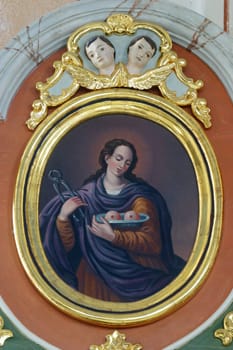 Saint Apollonia, the altar of Saint Rosalia in the Chapel of Our Lady of Snow in Risvica, Croatia