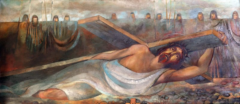7th Stations of the Cross, Jesus falls the second time, National Shrine of Saint Joseph in Karlovac, Croatia