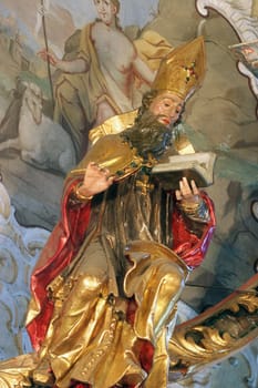 Saint Gregory, statue on the main altar in the parish church of Our Lady of Snow in Kutina, Croatia