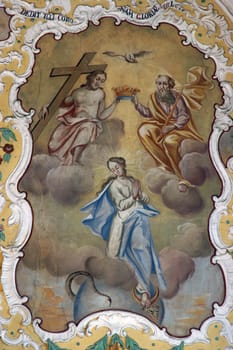 Coronation of the Virgin Mary, fresco in the parish church of Our Lady of Snow in Kutina, Croatia