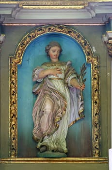 Statue of the Saint in the parish church of St. Catherine of Alexandria in Ribnicki Kunic, Croatia