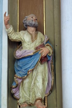 Saint Peter, statue in the parish church of Saint Catherine of Alexandria in Ribnicki Kunic, Croatia