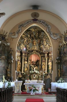 Main altar in the church of Saint Mary Magdalene in Cazma, Croatia