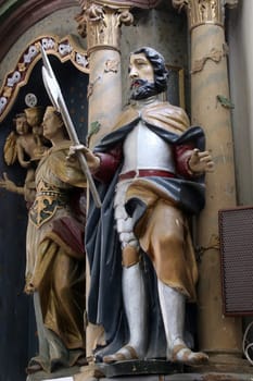 Statue of the Saint on the altar of Saint Barbara in the parish church of Saint George in Durdic, Croatia