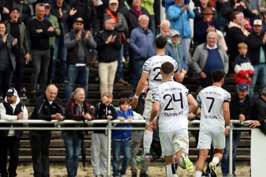 Mokhtar Boulachab (FC 08 Villingen) celebrates the 1-1 equaliser in front of his own fans in the match of OL BaWü: 23-24 - 34th matchday - FC 08 Villingen - CFR Pforzheim