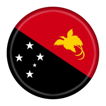 A Papua New Guinea flag button 3d illustration with clipping path black white red yellow Southern Cross raggiana bird of paradise