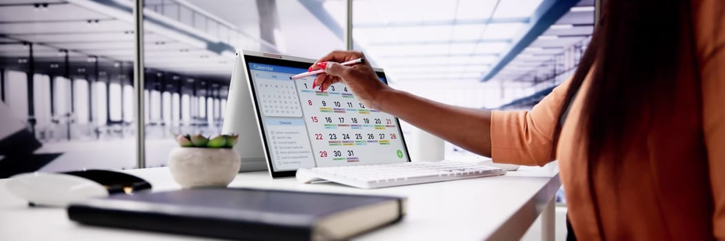Booking Meeting Calendar Appointment On Laptop Online