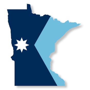 A Minnesota State Flag Map Illustration with clipping path