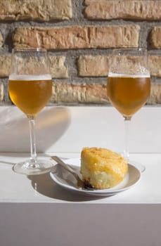 Frito de huevo, traditional egg croquette tapa of Pamplona, Spain. Selective focus