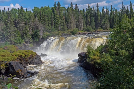 Dramatic Pisew Falls on the grass river in Northern Manitoba
