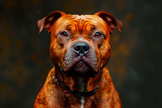Portrait of brown purebred american staffordshire terrier dog. AI generated