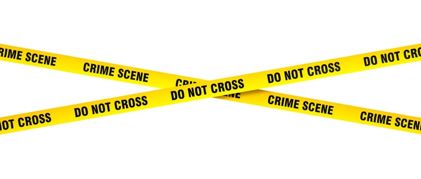 Yellow police line tape  crime scene do not cross text, isolated  transparent background