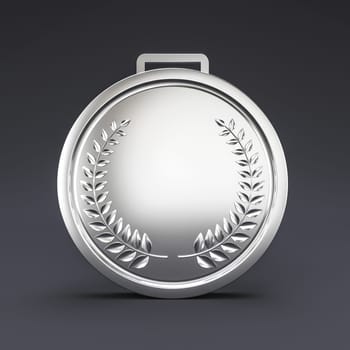 Elegant silver medal laurel wreath, sport,success,award concept