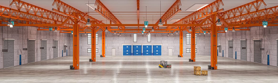 warehouse  high ceilings, and storage racks, showcasing a clean, efficient space