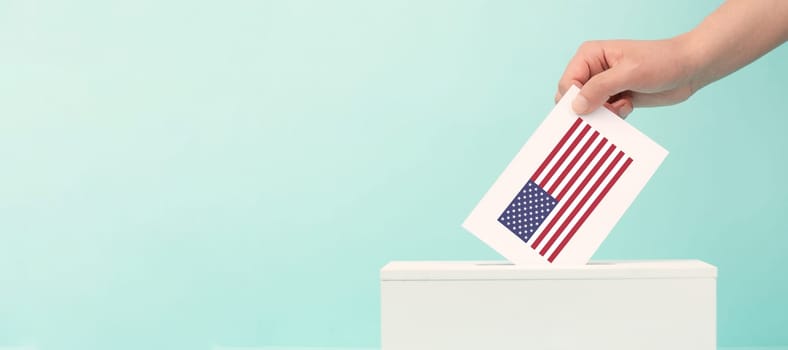US election, ballot box, american flag, citizens of America voting president