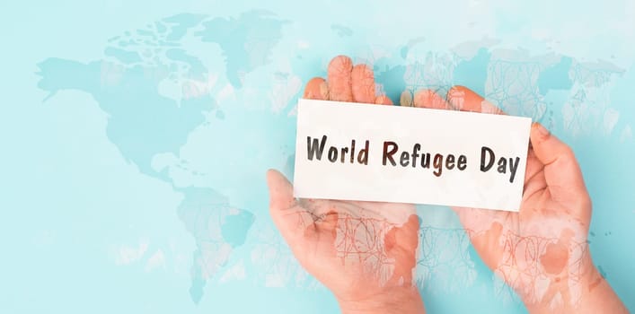 World refugee day, global immigration, barbed wire, exile camp, illegal border crossing, prison fence, human rights and racism