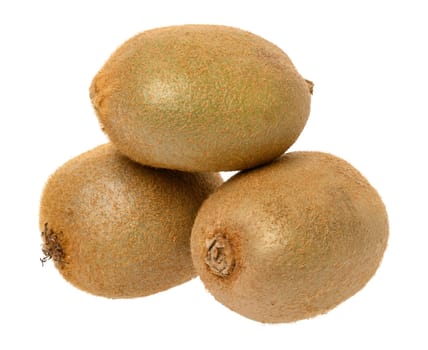 Ripe kiwi fruits on a white isolated background, close up