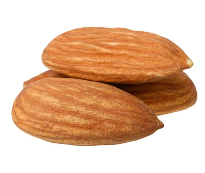 Almond kernel on a white isolated background, close up