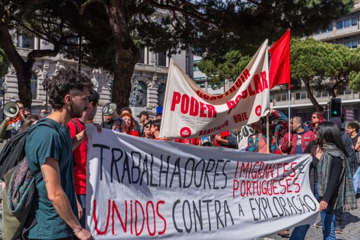 Porto, Portugal: May 1, 2024: Celebration and Protest of the May 1in Portugal, Labour Day, in Porto, Portugal