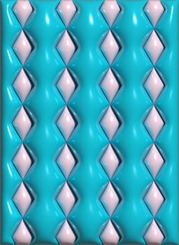 Abstract blue background with pink rhombuses, 3D rendering illustration