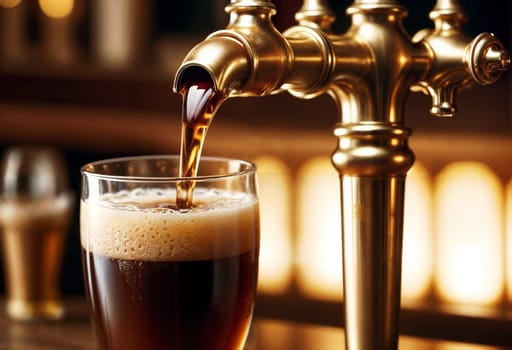 AI generated of a glass of beer being poured into a tap