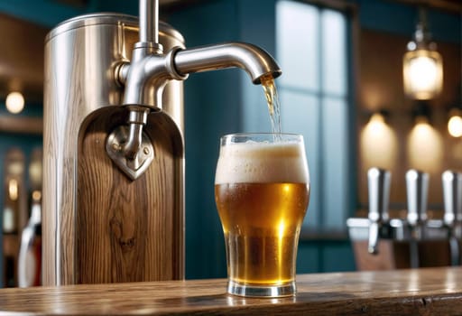 AI generated of a beer being poured into a glass on a bar
