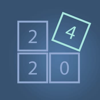 Happy New Year 2024 Concept, Numbers in Square puzzles