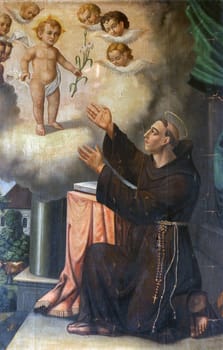 Saint Anthony of Padua, altarpiece in the Parish Church of St. John of Nepomuk in Glina, Croatia