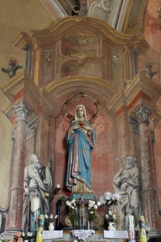 Altar of the Immaculate Heart of Mary in the parish church of St. Nicholas in Hrascina, Croatia