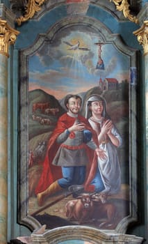 Saint Isidore and Maria Torribia, the altar of Saint Isidore the Laborer in the parish church of Saint Nicholas in Hrascina, Croatia