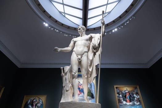 Milan, Italy - 23 September 2023: Brera antique painting museum. The Napoleon statue by Antonio Canova, 1807