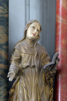 Saint Elizabeth, statue on the main altar in the parish church of Our Lady of Sorrows of Carinthia in Krizevci, Croatia