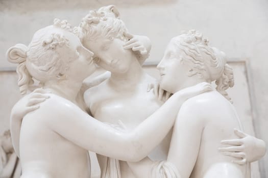 Possagno, Italy - June 2022: The Three Graces by Antonio Canova, symbol of love and beauty