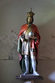 St. Ladislaus, statue in the parish church Sacred Heart of Jesus and St. Ladislaus in Mali Raven, Croatia