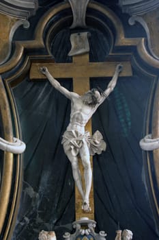 Jesus on the cross, main altar in the Church of the Holy Cross in Krizevci, Croatia