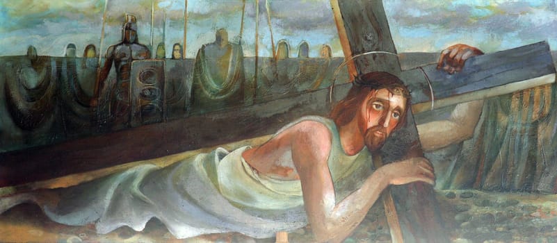 3rd Stations of the Cross, Jesus falls the first time, National Shrine of Saint Joseph in Karlovac, Croatia