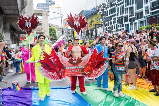 Bangkok, Thailand - JUN 1, 2024 Bangkok Pride Festival 2024, The short action and atmosphere of people joins celebrations in the event in Siam Square Bangkok, Thailand. Gender diversity There is no division of age, race or religion.