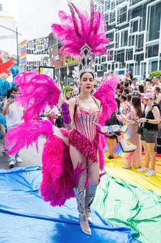 Bangkok, Thailand - JUN 1, 2024 Bangkok Pride Festival 2024, The short action and atmosphere of people joins celebrations in the event in Siam Square Bangkok, Thailand. Gender diversity There is no division of age, race or religion.