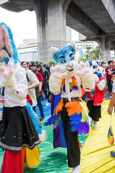 Bangkok, Thailand - JUN 1, 2024 Bangkok Pride Festival 2024, The short action and atmosphere of people joins celebrations in the event in Siam Square Bangkok, Thailand. Gender diversity There is no division of age, race or religion.