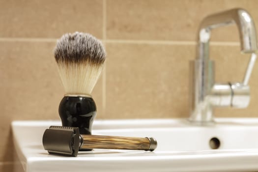 A luxury classic razor for a smooth, safe and stylish shave. Selective focus with shallow depth of field.